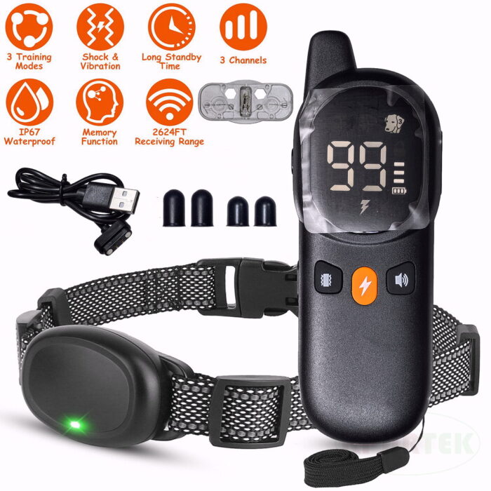 KD681 Electric Dog Training Collar Waterproof  Rechargeable Electrostatic Shock for Dogs - 图片 2